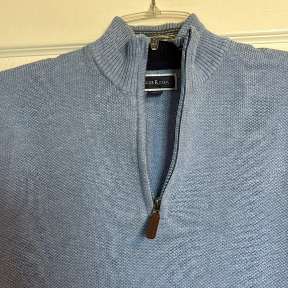 Club Room men’s blue quarter zip knit sweater size small - Picture 2 of 8